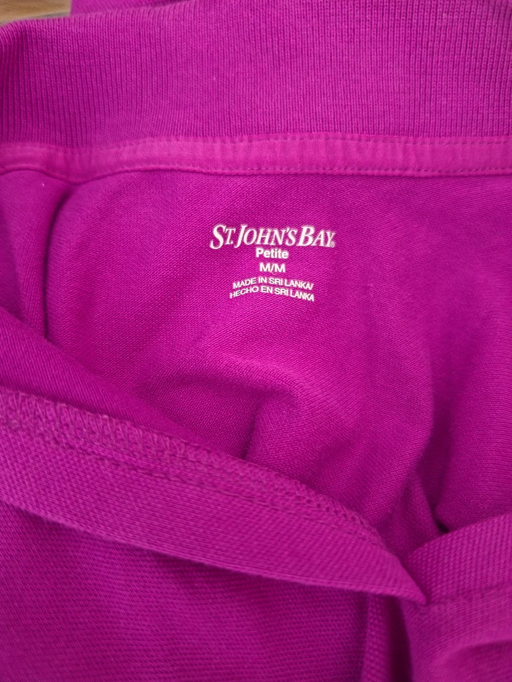St. John's Bay Women's Purple Solid Knit Collared Short Sleeve Polo Petite M - Picture 5 of 5